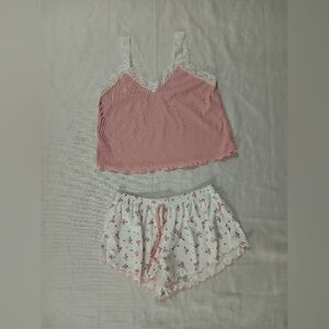 Target Pink Lace Trim Pajama Set